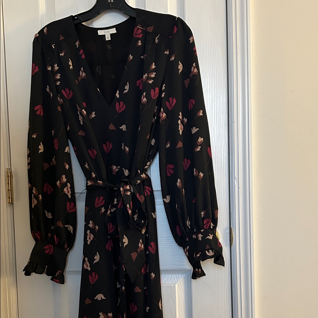 Joie Black Dress With Pink Floral Pattern